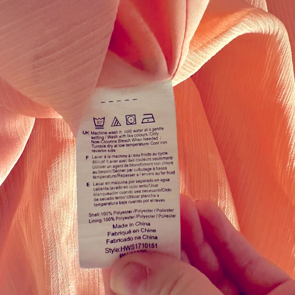 Halston Heritage Peach Ruffle Collar & Tie Bell Sleeve Top - Picture 6 of 6